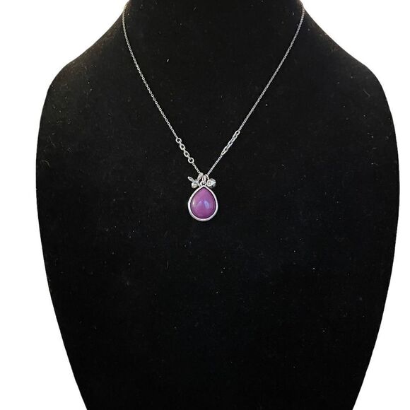 Fossil Silver-toned Purple Stone Fire Fly Lock and Key Necklace - Picture 7 of 8